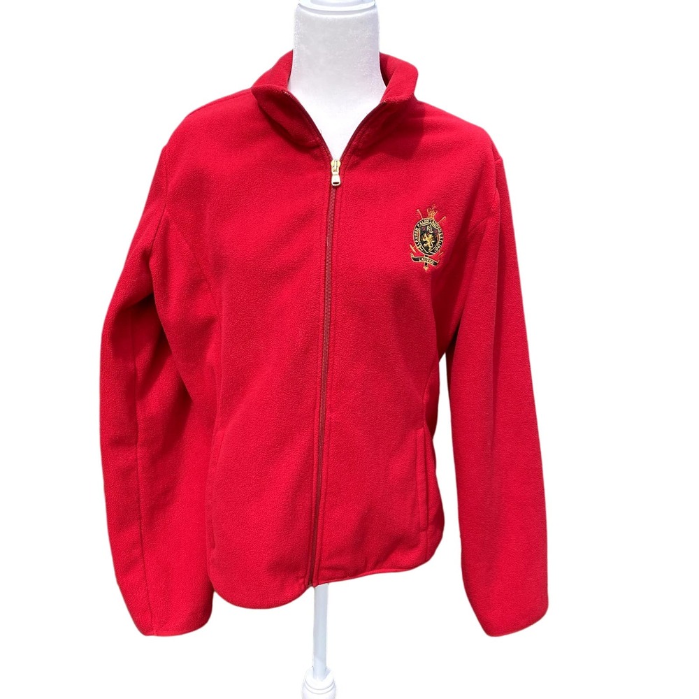 Lauren by Ralph Lauren Polar Fleece Red Logo Zip Up Jacket Women's XL